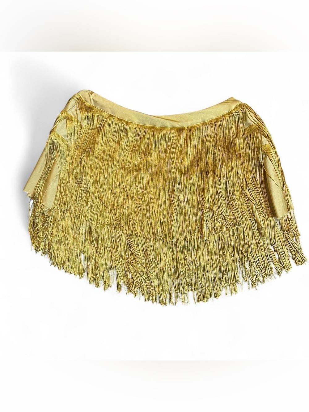 Gold Fringe Mini Skirt Womens Large - Picture 4 of 5